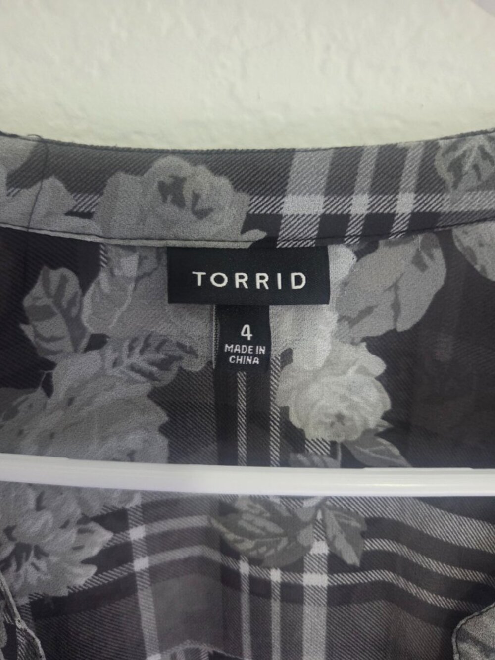 4x Torrid Floral Plaid Sheer Tunic Blouse